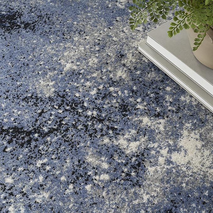 Nourison Home Passion Light Blue/Black 5'3'' x 7'3'' Area--Rug, Modern, Abstract, Easy--Cleaning, Non Shedding, Bed Room, Living Room, Dining Room, Kitchen, (5' x 7')