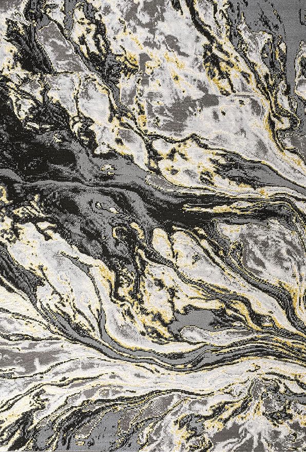 JONATHAN Y Swirl Marbled Black/Yellow Indoor Area Rug 4X6 ft, Abstract for Living Room, Bedroom, Kitchen, Office, Easy-Cleaning, High Traffic, Pet-Friendly, Non-Shedding SOR203D-4