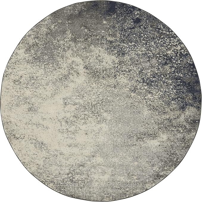 Nourison Home Passion 8' x Round Charcoal Ivory Fabric Modern Area Rug (8' Round)