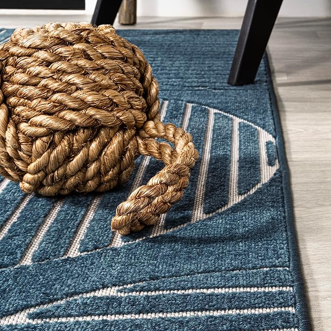 JONATHAN Y Nordby High-Low Arch Striped Navy/Cream Indoor/Outdoor Area Rug, 8x10, Contemporary, Bohemian, Transitional for Bedroom,Kitchen,Living Room,Non Shedding,Easy-Washing (SCN104A-8)