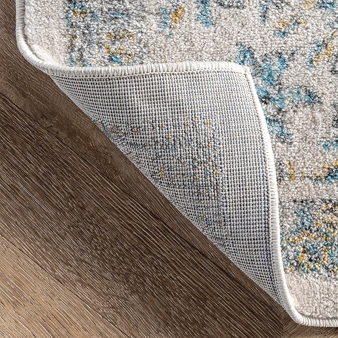 Nuloom Verona Blue/Off-White, 8' x 10', Vintage Medallion, Soft and Cozy, High Traffic, Stain Resistant, Easy Clean, Durable Area Rug for Bedroom, Living Room, Dining Space, Den, Foyer, Entryway
