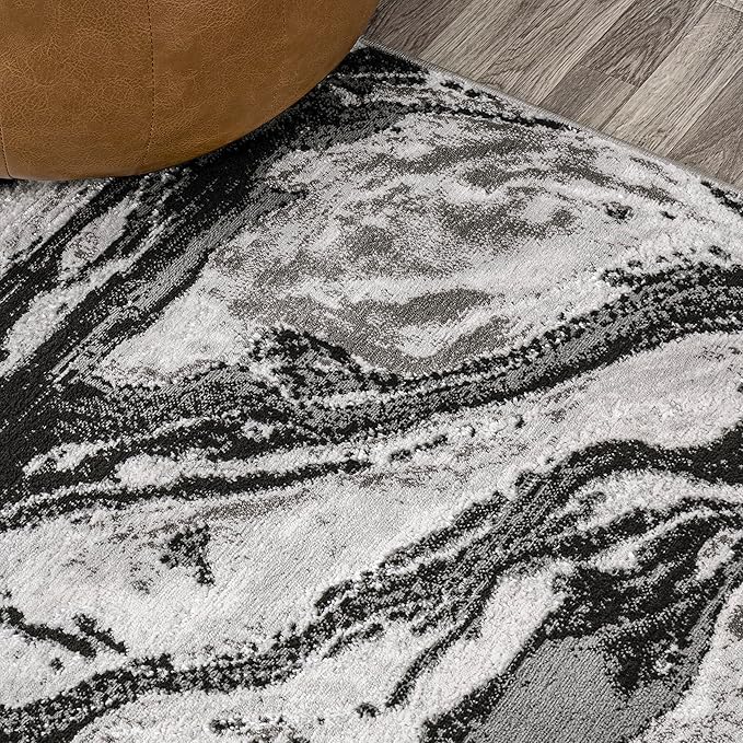 JONATHAN Y Swirl Marbled Black/Ivory Indoor Area Rug 8X10 ft, Abstract for Living Room, Bedroom, Kitchen, Office, Easy-Cleaning, High Traffic, Pet-Friendly, Non-Shedding SOR203E-8