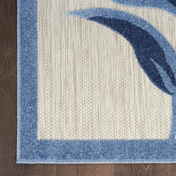 Nourison Home Aloha Blue Grey 7'10" x 10'6" Area Rug - Easy Clean, Non Shedding, Bed Room, Living Room, Dining Room, Kitchen (8' x 11')