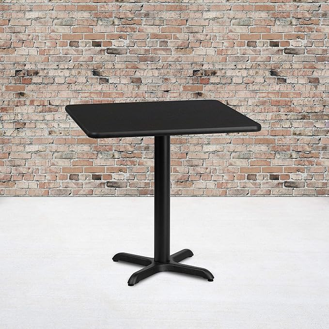 Flash Furniture 30'' Square Black Laminate Table Top with 22'' x 22'' Table Height Base
