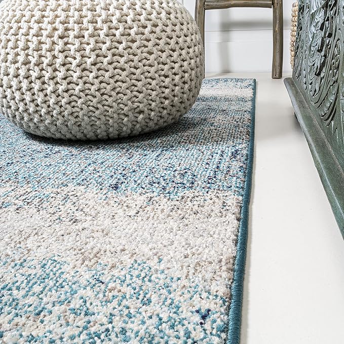 JONATHAN Y Modern Abstract Vintage Cream/Turquoise Indoor Area Rug, 4x6, Contemporary POP, Transitional, Easy-Cleaning for Living Room, Bedroom, Kitchen, Pet Friendly, Non-Shedding (CTP105C-4)