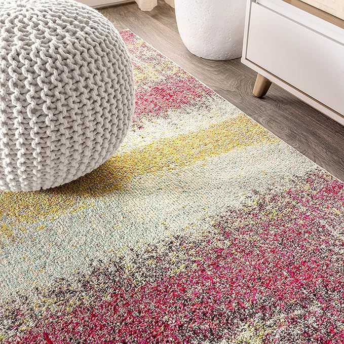 JONATHAN Y Modern Abstract Vintage Cream/Pink Indoor Area Rug, 5x8, Contemporary POP, Transitional, Easy-Cleaning for Living Room, Bedroom, Kitchen, Pet Friendly, Non-Shedding (CTP105B-5)