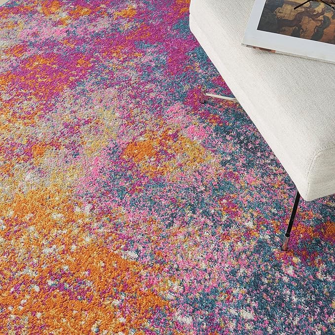 Nourison Home Passion Sunburst 5' x Square Area Rug - Easy Clean, Non Shedding, Bed Room, Living Room, Dining Room, Kitchen (5' x Square)