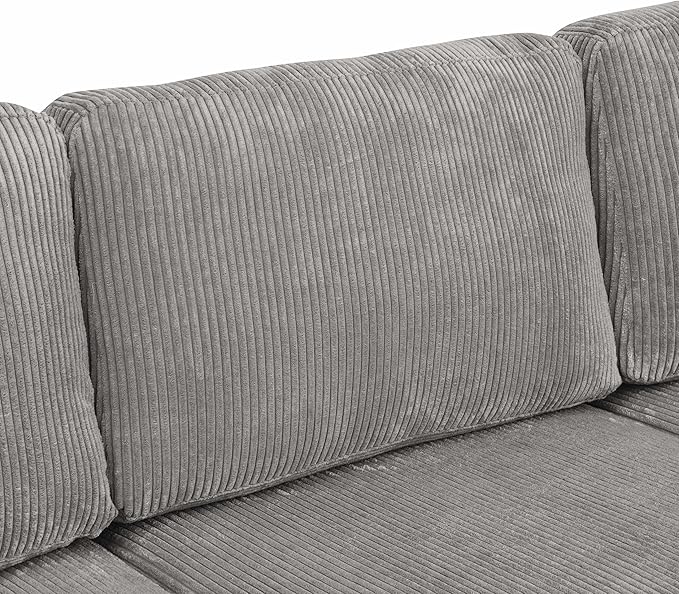 Eafurn L Shaped Modular Sectional Sofa with Left Chaise Lounge, 3 Seater Corner Sectional Couch Corduroy Upholstered Sofa Set w/Thickness Seat Cushions for Living Room Apartment | Wooden Frame, Removable Cushions, pocket spring, Easy Assembly
