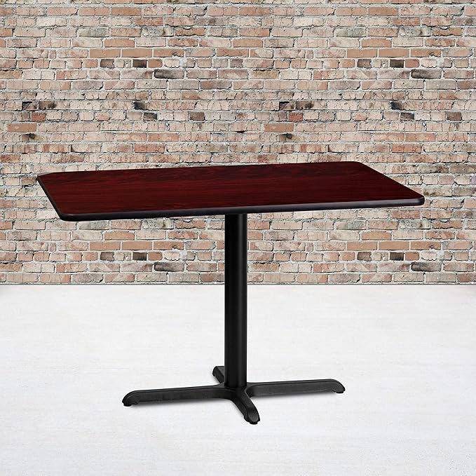 Flash Furniture Graniss 24'' x 42'' Rectangular Mahogany Laminate Table Top with 23.5'' x 29.5'' Table Height Base