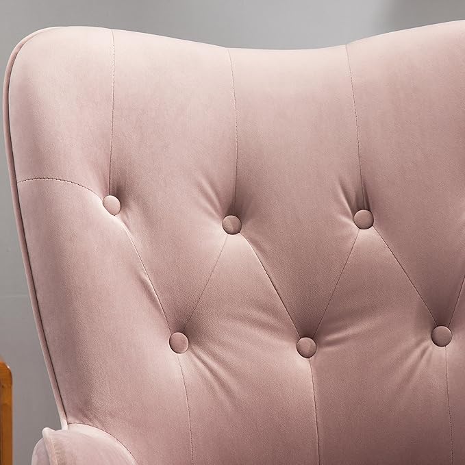 Roundhill Furniture Doarnin Contemporary Silky Velvet Tufted Button Back Accent Chair, Mauve
