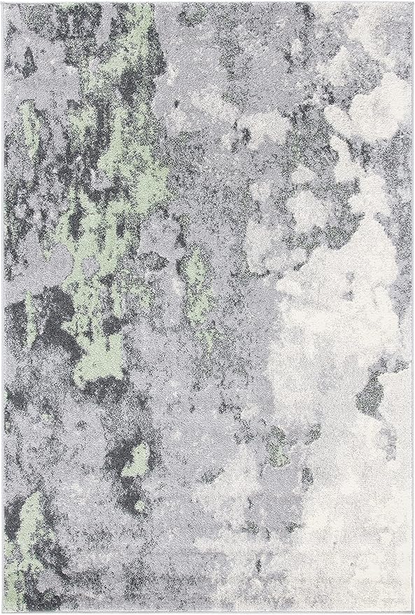 SAFAVIEH Adirondack Collection Area Rug - 6' x 9', Green & Grey, Modern Abstract Design, Non-Shedding & Easy Care, Ideal for High Traffic Areas in Living Room, Bedroom (ADR134F)