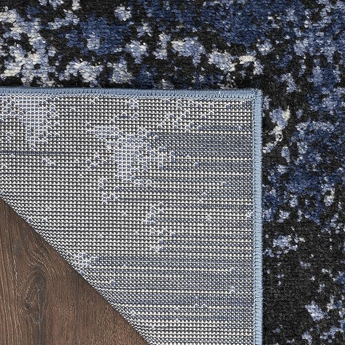 Nourison Home Passion Light Blue/Black 5'3'' x 7'3'' Area--Rug, Modern, Abstract, Easy--Cleaning, Non Shedding, Bed Room, Living Room, Dining Room, Kitchen, (5' x 7')