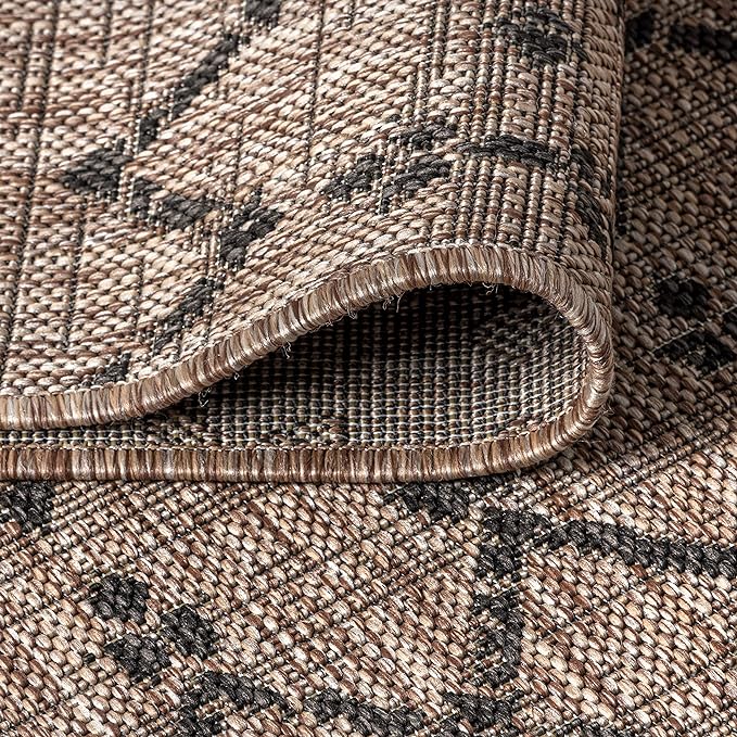 JONATHAN Y Moroccan Geometric Indoor Outdoor Round Area Rug 6 Ft Natural/Black, Ourika Textured Weave for Backyard, Patio, Porch, Easy-Cleaning, High Traffic Pet-Friendly, Non-Shedding SMB108D-6R