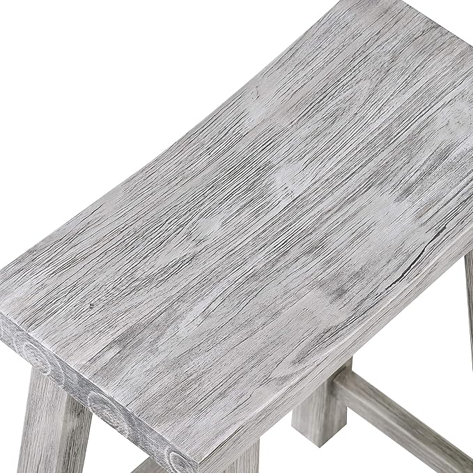 Boraam Sonoma Backless Saddle Kitchen Counter Stool - Storm Gray Wire-Brush - Set of 2