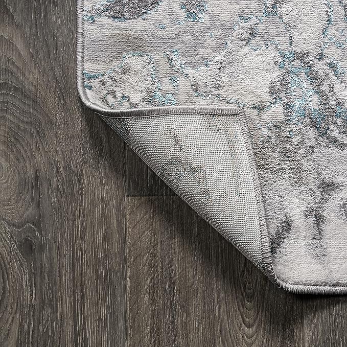 JONATHAN Y Swirl Marbled Gray/Turquoise Indoor Area Rug 3X5 ft, Abstract for Living Room, Bedroom, Kitchen, Office, Easy-Cleaning, High Traffic, Pet-Friendly, Non-Shedding SOR203A-3