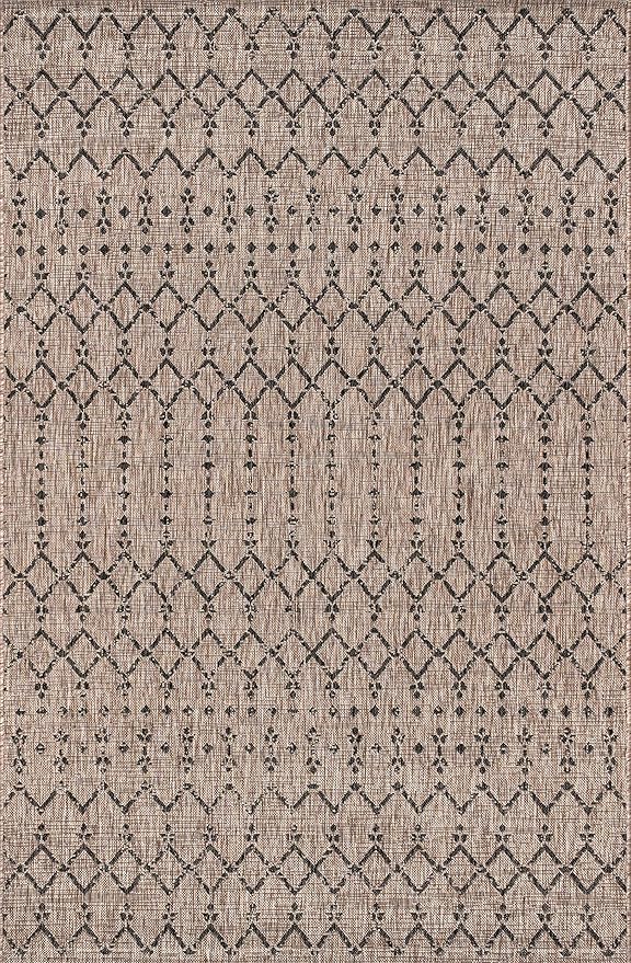 JONATHAN Y Moroccan Geometric Indoor Outdoor Area Rug 3X5 Natural/Black, Ourika Textured Weave for Backyard, Patio, Porch, Easy-Cleaning, High Traffic, Pet-Friendly, Non-Shedding (SMB108D-3)