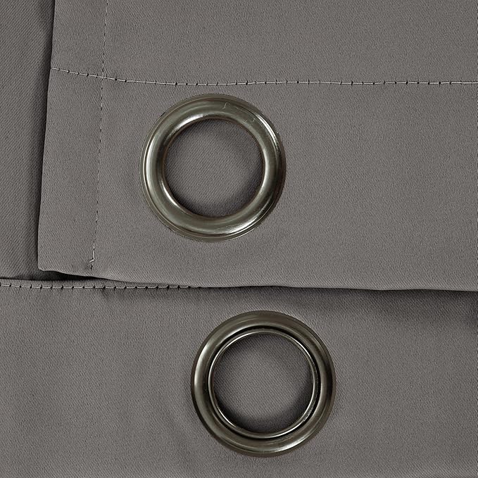 Lush Decor Insulated Grommet Blackout Window Curtain Panels, Pair, 52" W x 45" L, Dark Gray - Classic Modern Design - Chic Window Decor - Curtains For Living Room, Bedroom, Or Dining Room