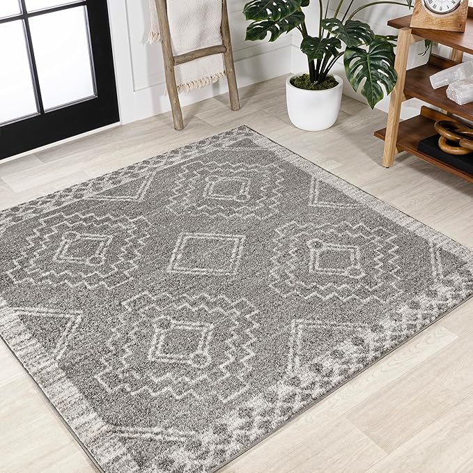 JONATHAN Y Amir Moroccan Beni Souk Gray/Cream Runner Rug, 2x8, Bohemian, Scandinavian, Easy-Cleaning for Living Room, Bedroom, Kitchen, Pet Friendly, Non-Shedding (MOH200C-28)
