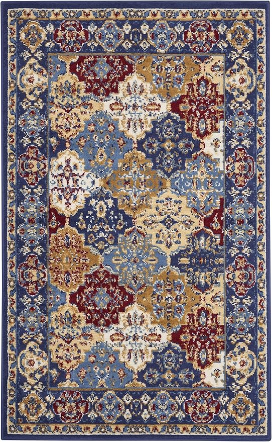 Nourison Home Grafix Multicolor 3' x 5' Area Rug - Easy Clean, Non Shedding, Bed Room, Living Room, Dining Room, Kitchen (3' x 5')