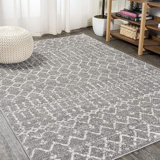 JONATHAN Y Boho Vintage Diamond Gray/Ivory Indoor Area Rug 5X8 ft, Moroccan Hype for Living Room, Bedroom, Kitchen, Office, Easy-Cleaning, High Traffic, Pet-Friendly, Non-Shedding (MOH101C-5)