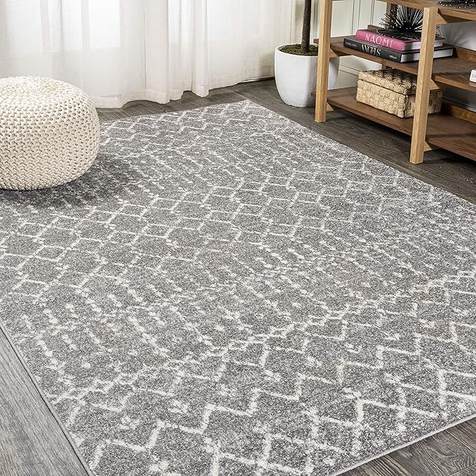 JONATHAN Y Boho Vintage Diamond Gray/Ivory Indoor Area Rug 8X10 ft, Moroccan Hype for Living Room, Bedroom, Kitchen, Office, Easy-Cleaning, High Traffic, Pet-Friendly, Non-Shedding (MOH101C-8)