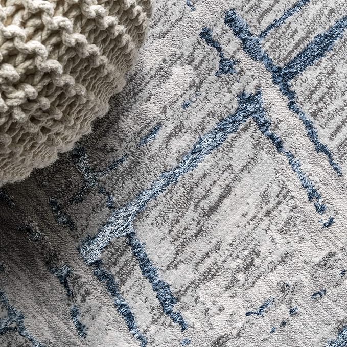 JONATHAN Y Slant Abstract Gray/Blue Indoor Area Rug 4X6 ft, Modern for Living Room, Bedroom, Kitchen, Office, Easy-Cleaning, High Traffic, Pet-Friendly, Non-Shedding SOR201B-4