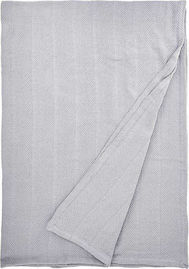 Eddie Bauer - Twin Blanket, Lightweight Cotton Bedding, Luxurious Bedding Set (Herringbone Chrome, Twin)