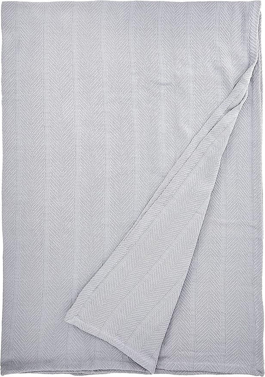 Eddie Bauer - Twin Blanket, Lightweight Cotton Bedding, Luxurious Bedding Set (Herringbone Chrome, Twin)