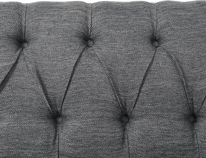 Christopher Knight Home Contemporary Tufted and Diamond Stitching Fabric Loveseat,Tub-Design 2-Seater Sofa,Removable Cushions, Birch Wood Legs,Square Arms,Charcoal Gray and Espresso