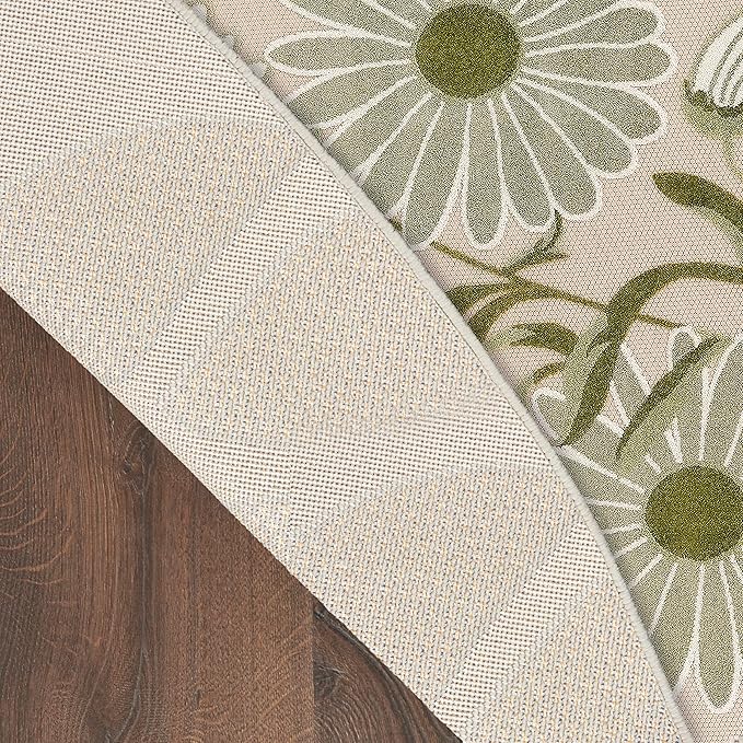 Nourison Home Aloha Ivory Green 7'10" x Round Area Rug - Easy Clean, Non Shedding, Bed Room, Living Room, Dining Room, Kitchen (8' x Round)