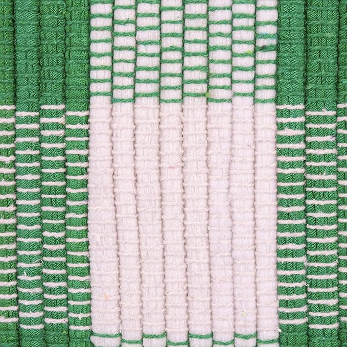 DII Buffalo Check Rug Collection, Hand Dyed Reversible Chindi Rug, 26x40, Green