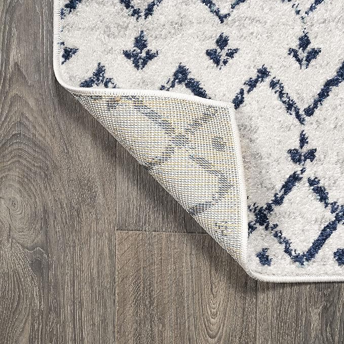 JONATHAN Y Boho Vintage Diamond Cream/Navy Runner Rug 2X8 ft, Moroccan Hype for Living Room, Bedroom, Kitchen, Office, Easy-Cleaning, High Traffic, Pet-Friendly, Non-Shedding (MOH101F-28)