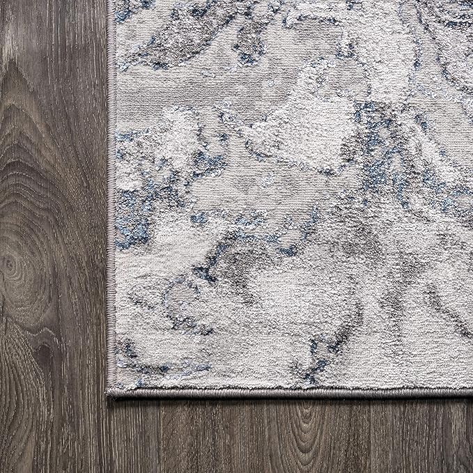 JONATHAN Y Swirl Marbled Gray/Blue Indoor Area Rug 4X6 ft, Abstract for Living Room, Bedroom, Kitchen, Office, Easy-Cleaning, High Traffic, Pet-Friendly, Non-Shedding SOR203B-4