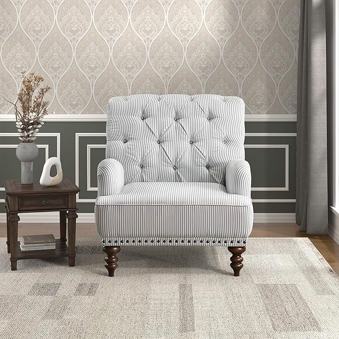 Lexicon Elwell Fabric Accent Chair, Gray/White