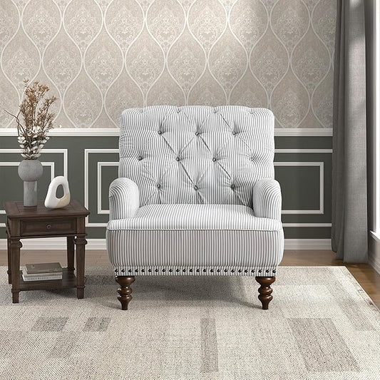 Lexicon Elwell Fabric Accent Chair, Gray/White