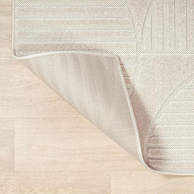 JONATHAN Y Nordby High-Low Arch Striped Ivory/Cream Indoor/Outdoor Area Rug, 9x12, Pet Friendly, Non-Shedding, Stain Resistant, Easy-Cleaning for Backyard, Patio (SCN104B-9)