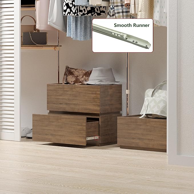 woodtalks Stackable 1 Drawer Dresser, Multi-Purpose Storage Closet Cube Dressers for Bedroom, Storage Cabinet for Entryway, Nightstand Sofa Beside Table Drawer Chest, 23.6 in, Walnut, Brown