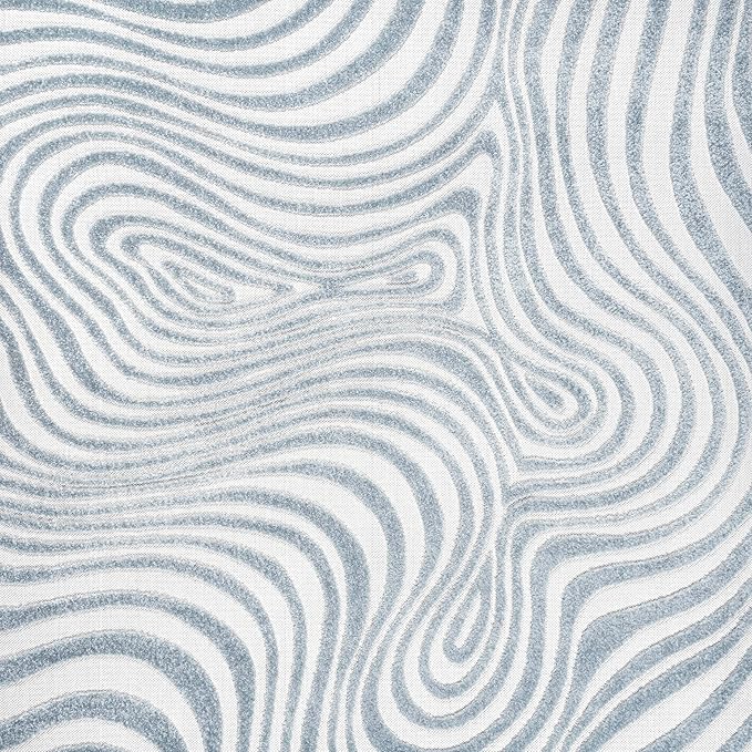 JONATHAN Y Maribo High-Low Abstract Striped Light Blue/Ivory 8x8 Square Indoor/Outdoor Area Rug, Pet Friendly, Non-Shedding, Stain Resistant, Easy-Cleaning for Backyard, Patio (SCN103C-8SQ)
