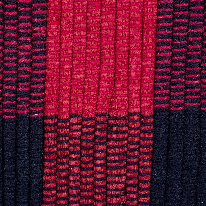 DII Buffalo Check Rug Collection, Hand Dyed Reversible Chindi Rug, 26x40, Red/Black