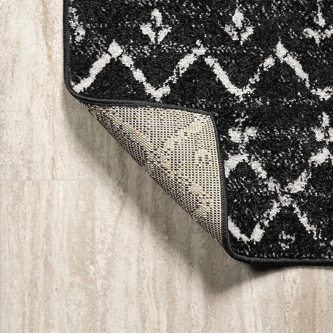JONATHAN Y Boho Vintage Diamond Black/Ivory Runner Rug 2X20 ft, Moroccan Hype for Living Room, Bedroom, Kitchen, Office, Easy-Cleaning, High Traffic, Pet-Friendly, Non-Shedding (MOH101D-220)