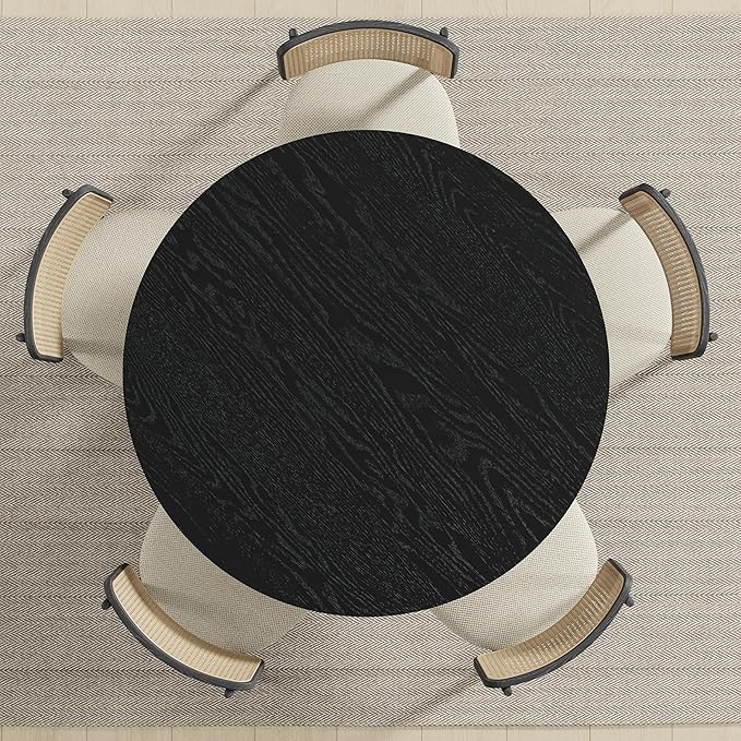 Casaphoria 45" Round Dining Table, Modern Kitchen Table for 4-6, Scratch-Resistant Top & Wood Pedestal, Farmhouse Dinner Table for Living Room, Kitchen, Bar, Easy Assembly, Black