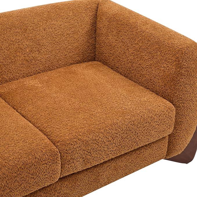 Christopher Knight Home Alma 63" Boucle Loveseat with Wood Legs, 2 Seater Sofa Couches for Living Room, Upholstered Couch Chair, Soft Seating Lounge Sofa Chair, Cozy Loveseat with Armrest, Caramel