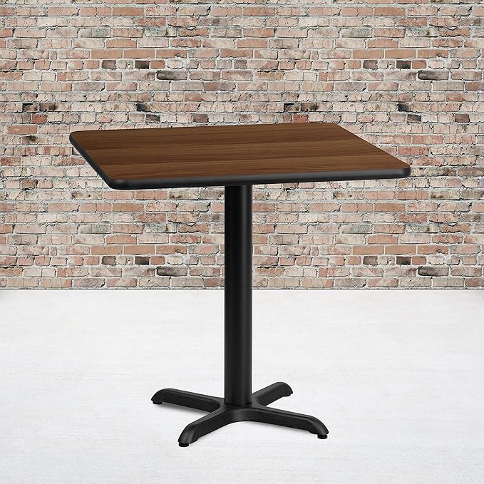 Flash Furniture 30'' Square Walnut Laminate Table Top with 22'' x 22'' Table Height Base