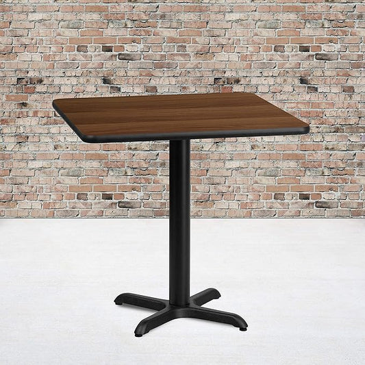 Flash Furniture 30'' Square Walnut Laminate Table Top with 22'' x 22'' Table Height Base