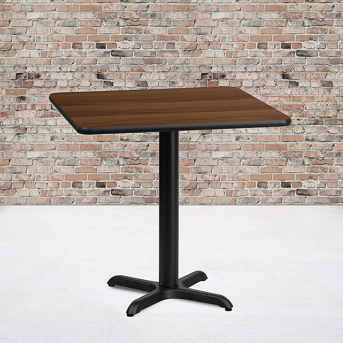 Flash Furniture Graniss 24'' Square Walnut Laminate Table Top with 22'' x 22'' Table Height Base