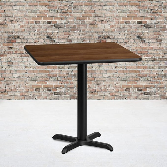 Flash Furniture Graniss 24'' Square Walnut Laminate Table Top with 22'' x 22'' Table Height Base