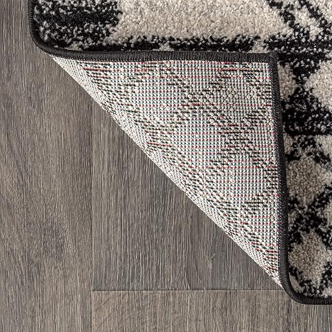 JONATHAN Y Amir Moroccan Beni Souk Cream/Black Indoor Area Rug, 5x8, Bohemian, Scandinavian, Easy-Cleaning for Living Room, Bedroom, Kitchen, Pet Friendly, Non-Shedding (MOH200A-5)
