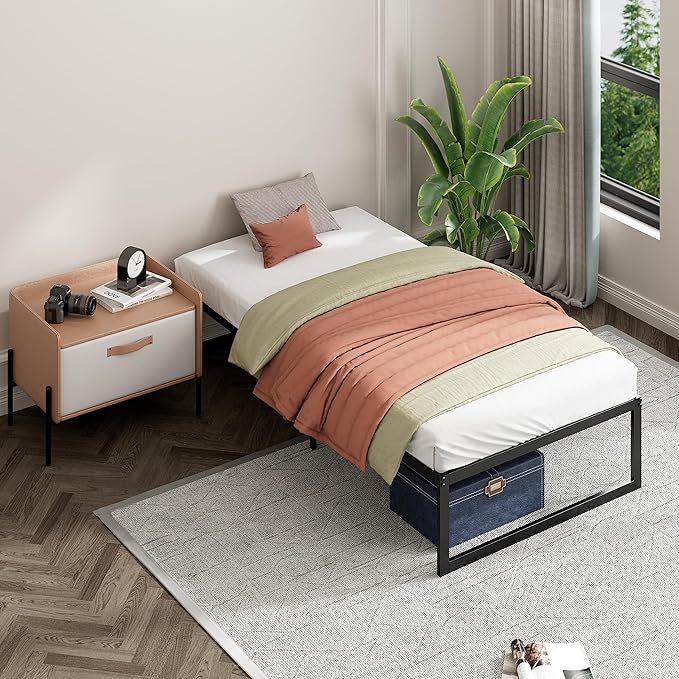 Zinus ABEL Metal Platform Bed Frame/Mattress Foundation with Steel Slat Support/No Box Spring Needed/Easy Assembly, Twin