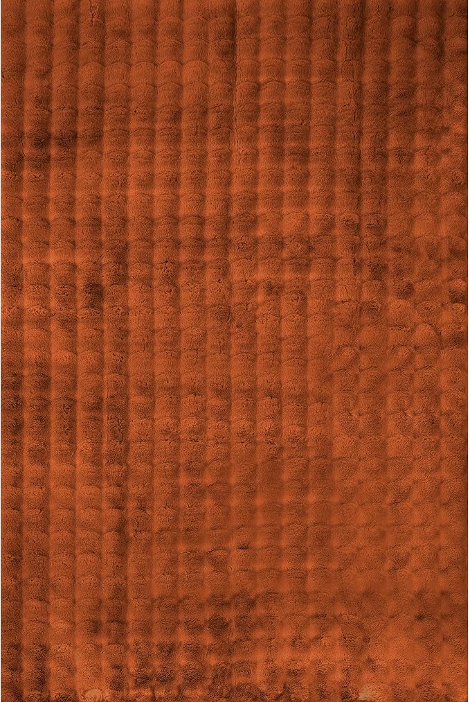 Nuloom Jeni Brick, 3'9" x 6', Solid Faux Rabbit, Fluffy and Cozy, High Traffic, Stain Resistant, Easy Clean, Durable Washable Area Rug for Bedroom, Living Room, Dining, Den, Foyer, Entryway