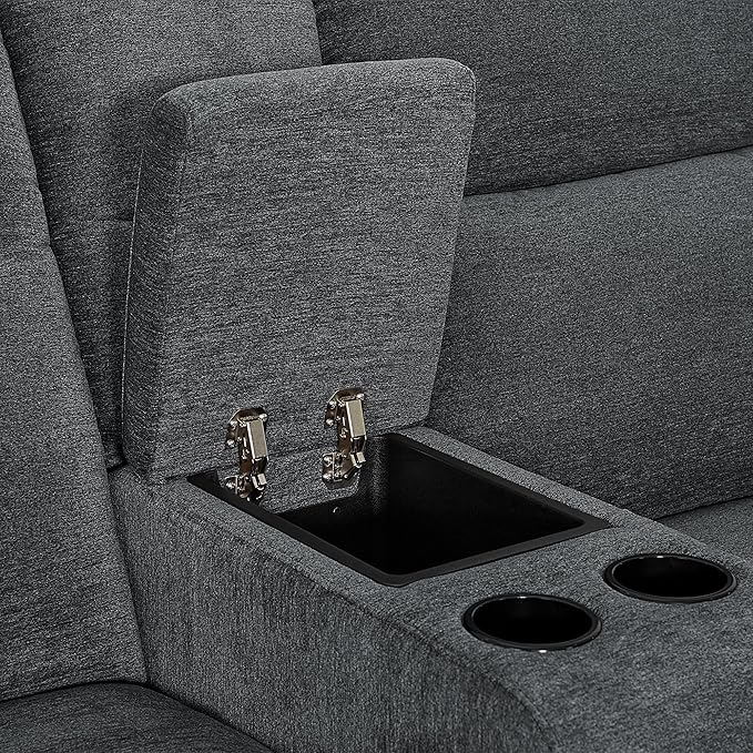 MCombo 78.3" Wall Hugger Power Loveseat Recliner Sofa with Console, Reclining Loveseat with USB Ports, Cup Holders, for Small Spaces Living Room RV, Fabric PR635M2 (Dark Grey)